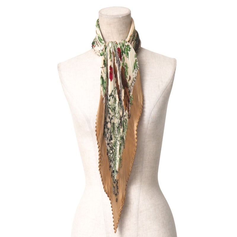 Hermes AU Coeur DES BOIS In The Woods Scarf Carreplicée All Silk Pleated Shawl