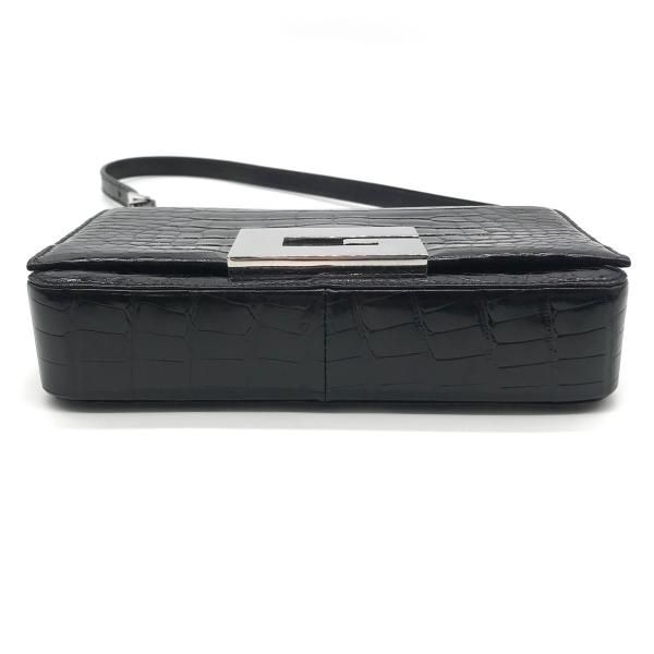 Gucci Croco Center Split Logo Shoulder Bag Black