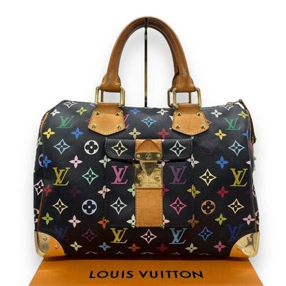 Louis Vuitton Speedy 30 Monogram Multicolor Sac Bag Black Tote Handbag