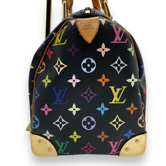 Louis Vuitton Speedy 30 Monogram Multicolor Sac Bag Black Tote Handbag