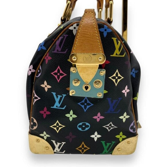 Louis Vuitton Speedy 30 Monogram Multicolor Sac Bag Black Tote Handbag