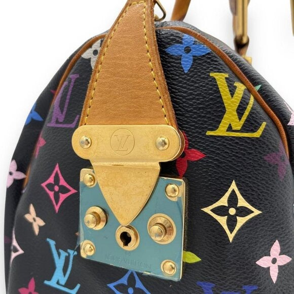 Louis Vuitton Speedy 30 Monogram Multicolor Sac Bag Black Tote Handbag