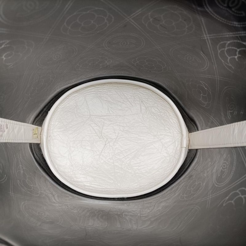 Chanel Coco Mark Camellia Vinyl Basket Black And White PVC Coated Canvas A57637