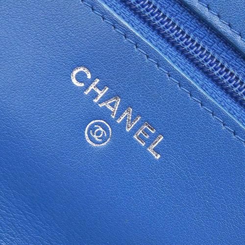 Chanel Matelasse Chain Wallet Enamel Blue Shoulder Bag Silver