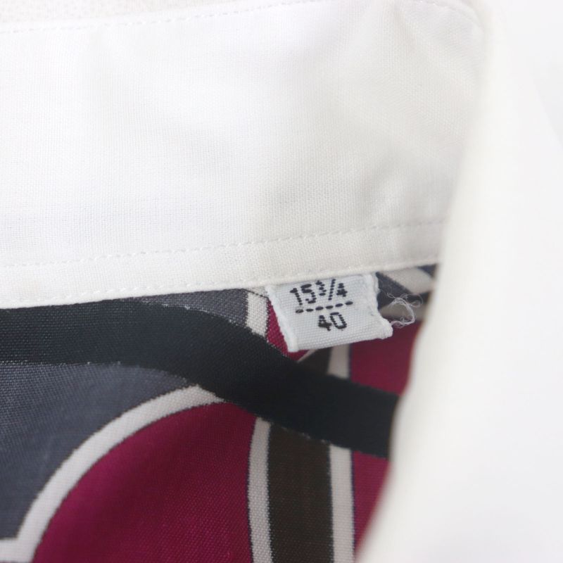 Hermes Mosaic Giant Cotton Serie Button Back Print Long Sleeve Shirt White