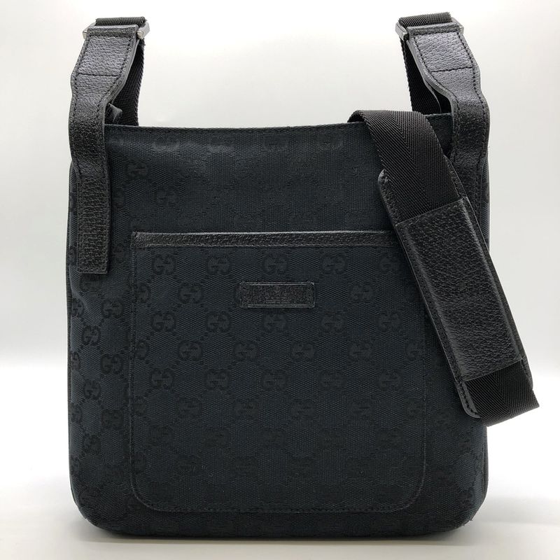 Gucci 122793 Shoulder Bag Black GG Canvas Women Men Fashion