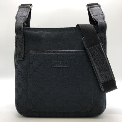 Gucci 122793 Shoulder Bag Black GG Canvas Women Men Fashion