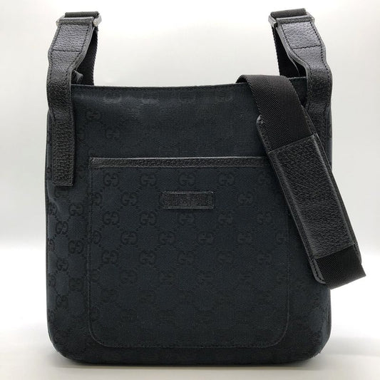 Gucci 122793 Shoulder Bag Black GG Canvas Women Men Fashion