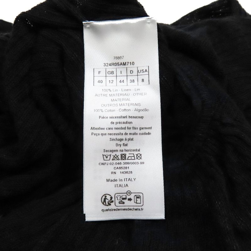 Unused 23ss Christian Dior Tiered Frill Linen Knit Dress Long Logo Embroidery