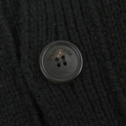 Balenciaga 555280 Wool Jacquard Logo Oversized Knit Cardigan Black S Made In