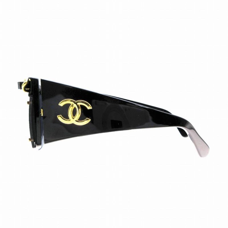 Chanel Gold Chain Sunglass Es Eyewear 01456 94305 Black Gold Men Women Hk25