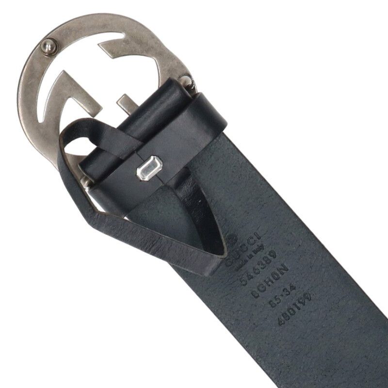 Gucci 546989 Logo Buckle Leather Belt Men's 85 34