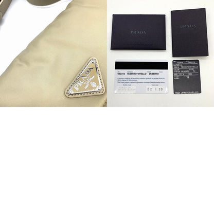 Prada Small Padded Re-nylon Crossbody Shoulder Bag Beige Nylon Leather Triangle