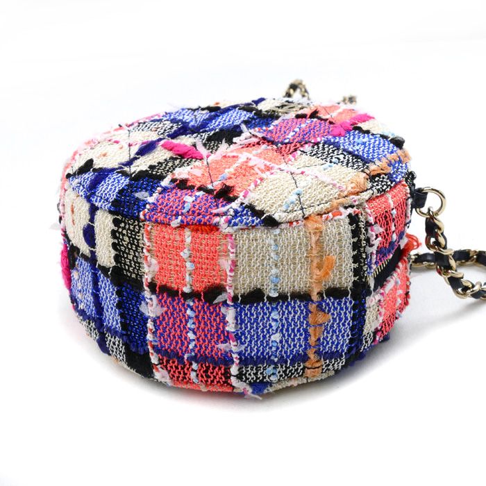 Chanel Round Mini Classic Chain Shoulder Bag Multicolor Ap0245 Tweed Multi