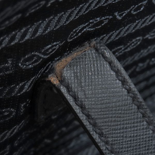 Prada Carry Bag Triangle Logo Carry Case Nylon Leather Navy Silver Hardware