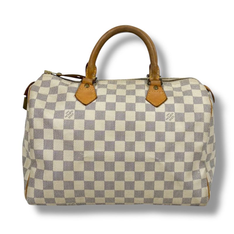 Louis Vuitton Damier Azure Leather Speedy 30 Handbag Mini Boston Bag Padlock