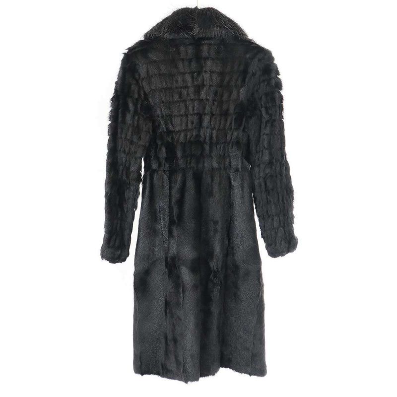 Prada 10aw Nutria Fur Collar Goat Fur Double Coat Black
