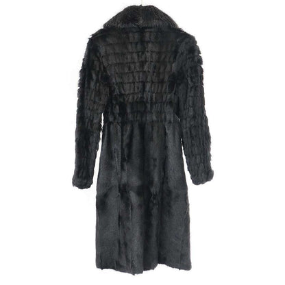 Prada 10aw Nutria Fur Collar Goat Fur Double Coat Black