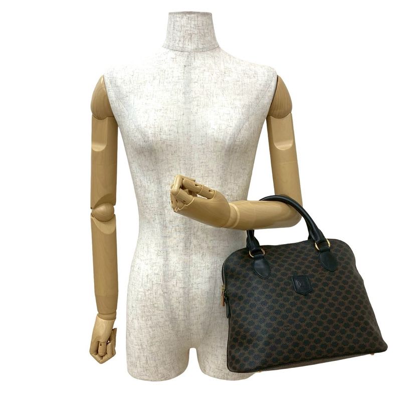 Celine Vintage Macadam Blason Pattern Logo Leather Handbag
