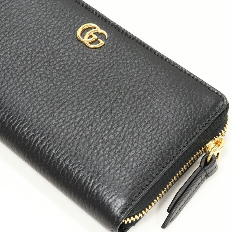 Gucci Round Zipper Long Wallet With Coin Purse GG Marmont Petit Marmont Zip