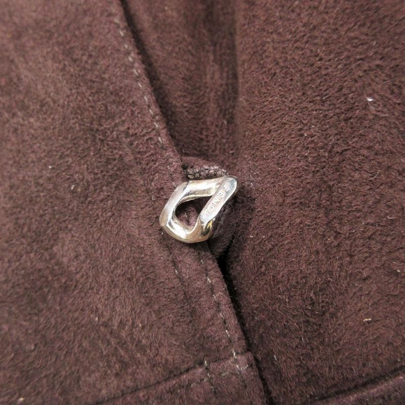 Fendi Mouton Boa Long Coat Knee Length Brown Size 48 Men's Women's