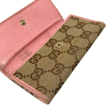 Gucci Key Case GG Pattern 138096 Beige X Dark Brown X Pink 6 Hooks Leather