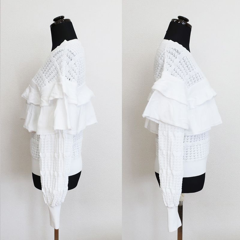 Chanel Blouse Cut And Sew - Long Sleeve Frill Lace P58603k07666 White