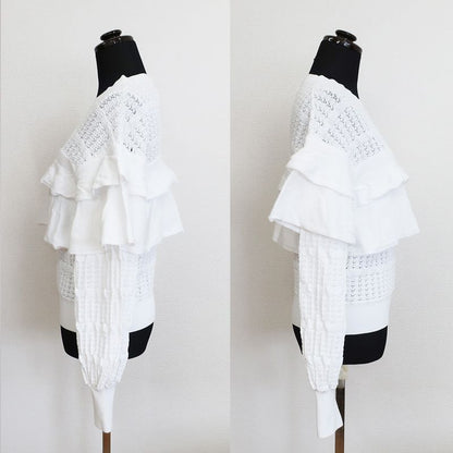 Chanel Blouse Cut And Sew - Long Sleeve Frill Lace P58603k07666 White