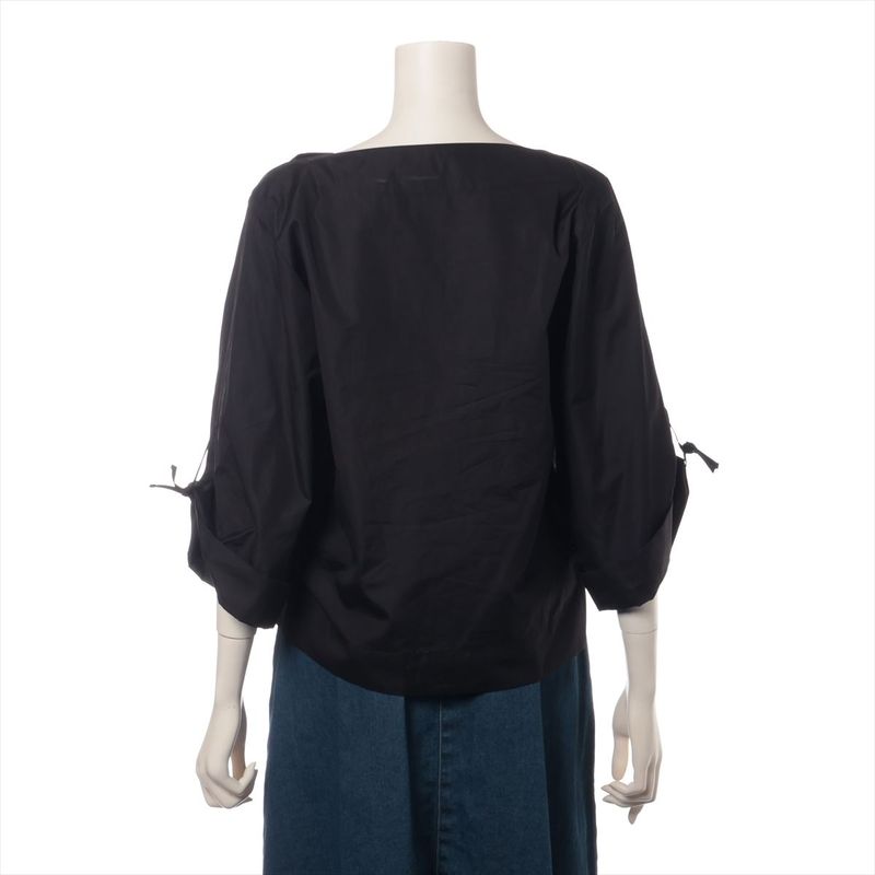 Hermes Cotton Logo Embroidery Shirt Women's 34 Black 2e3600d2 Made In France