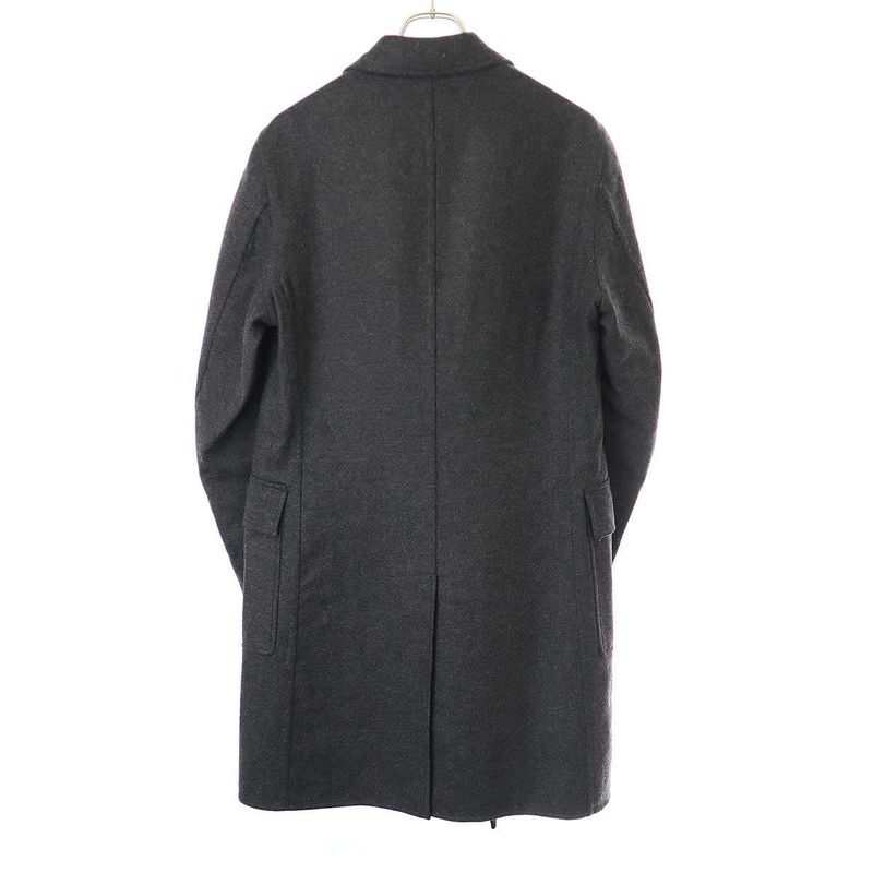 Hermes 12aw Wool Flannel Double Long Coat Pt93dba Gray 48