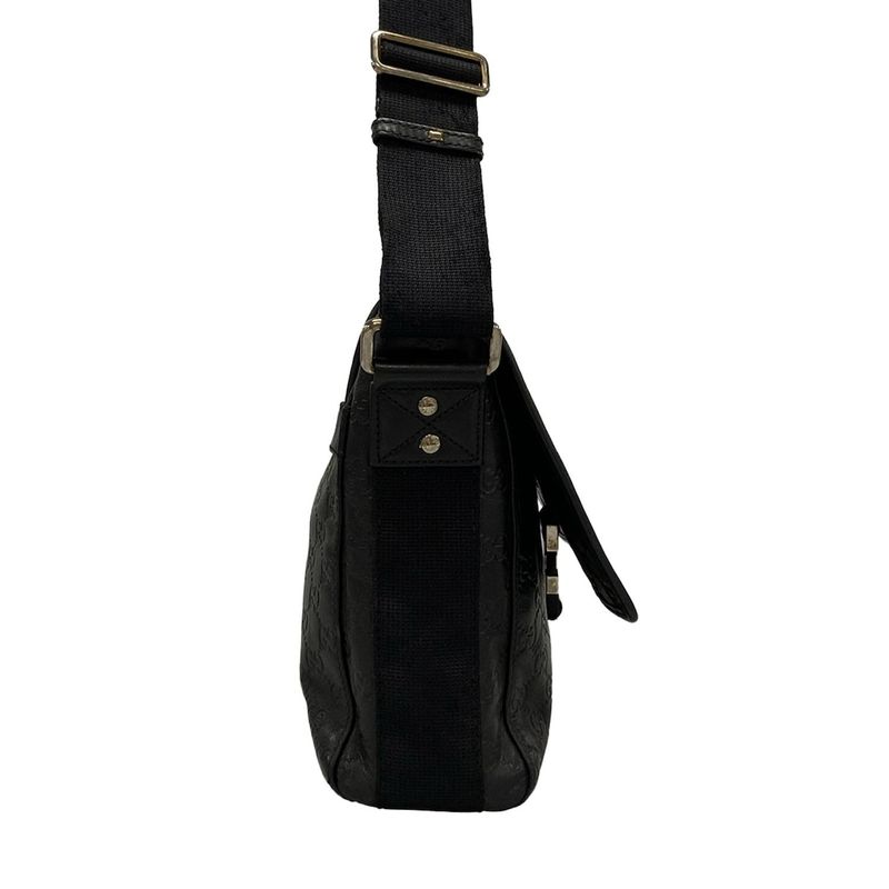 Gucci Shoulder Bag Stripe Line 246067 Black Leather
