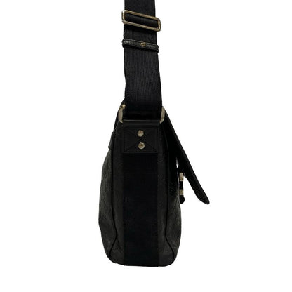 Gucci Shoulder Bag Stripe Line 246067 Black Leather