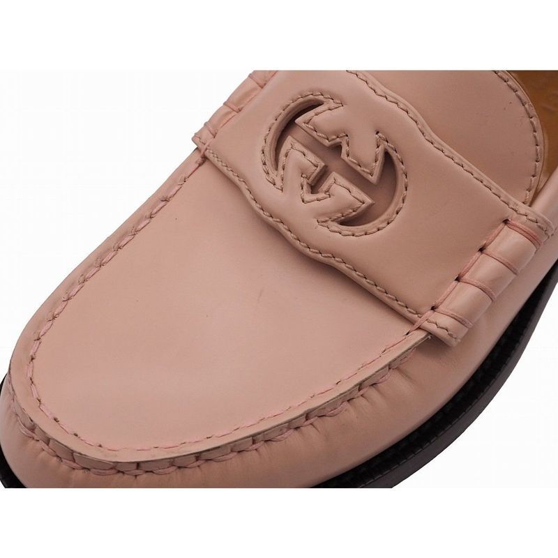 Gucci Interlocking G Women's Loafer Shoes Interlocking G Cutout Pink Black