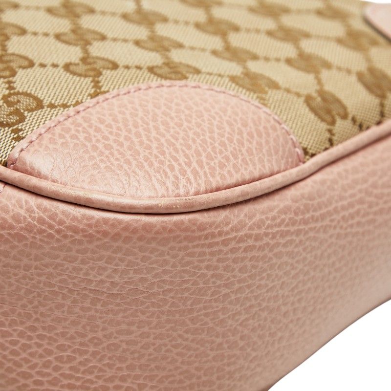 Gucci GG Canvas Crossbody Shoulder Bag 449413 Brown Pink Canvas Leather Women's