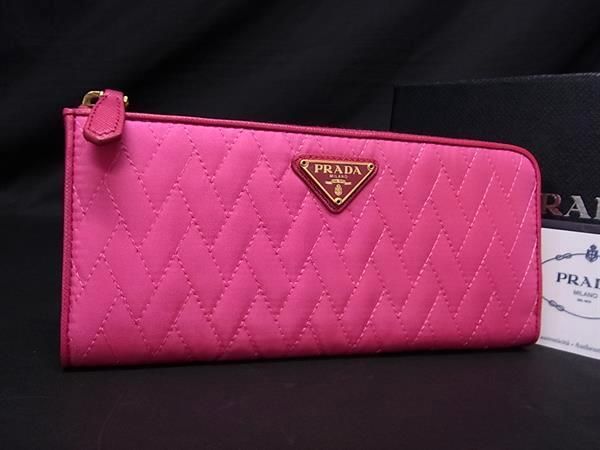 Prada 1m1183 Tessuto Nylon Quilted L-shaped Zipper Long Wallet