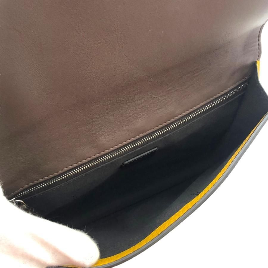 Fendi Shoulder Bag Flat Baguette Medium 7va524 FF Logo Yellow Silver Hardware