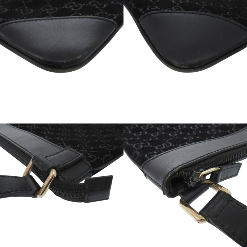 Gucci 272396 GG Suede Black Shoulder Bag Black 0454 Gucci