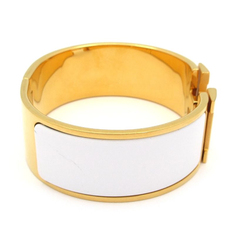 Hermes Bangle Click Clack H Gold And White