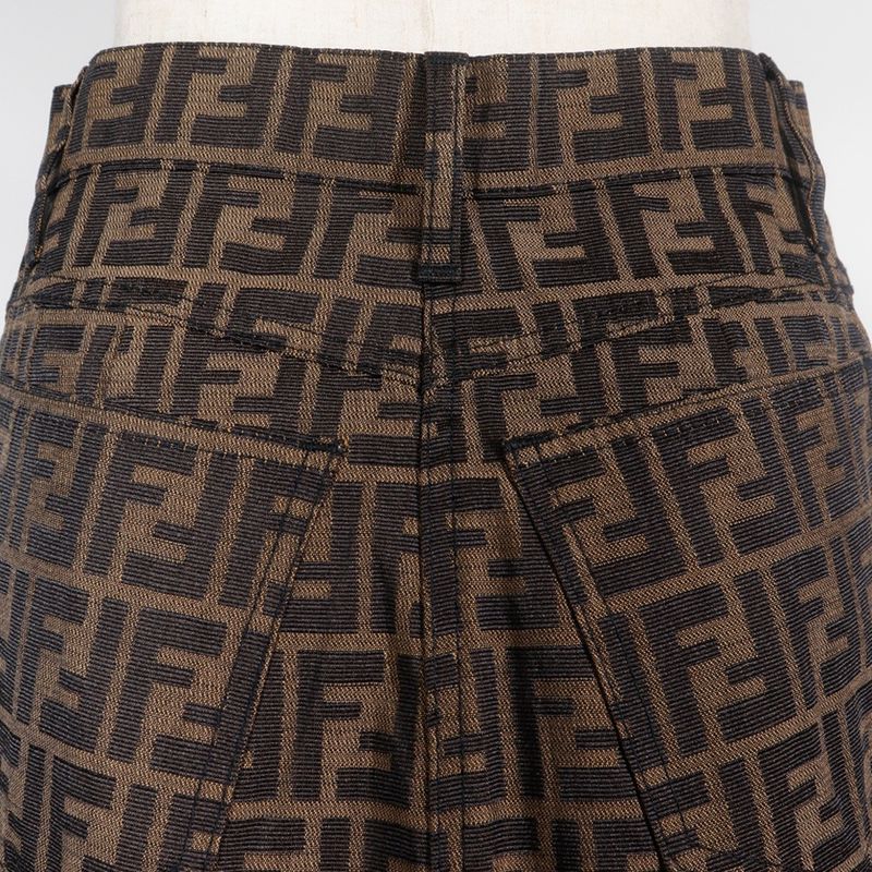 Fendi Tight Skirt Zucca Pattern 09.541310 66960 Polyester And Cotton Brown