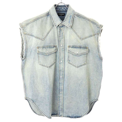 Balenciaga 22ss Oversize D Western Denim Vest 697785 Tdw14 Indigo S