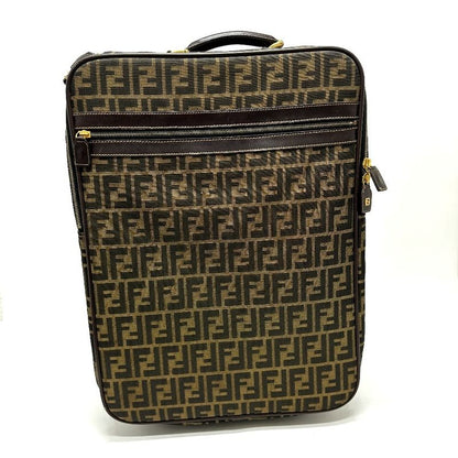Fendi Carry-on Luggage Bag Zucca Pattern Canvas Brown Travel Bag Suitcase