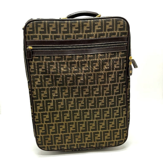 Fendi Carry-on Luggage Bag Zucca Pattern Canvas Brown Travel Bag Suitcase