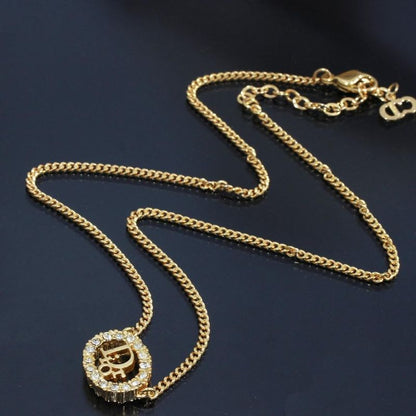 Christian Dior Necklace Zirconia GP D9504