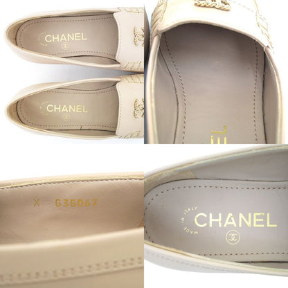 Chanel Loafers G35067 X53055 Oh875 Coco Mark Beige Gold Hardware Chain