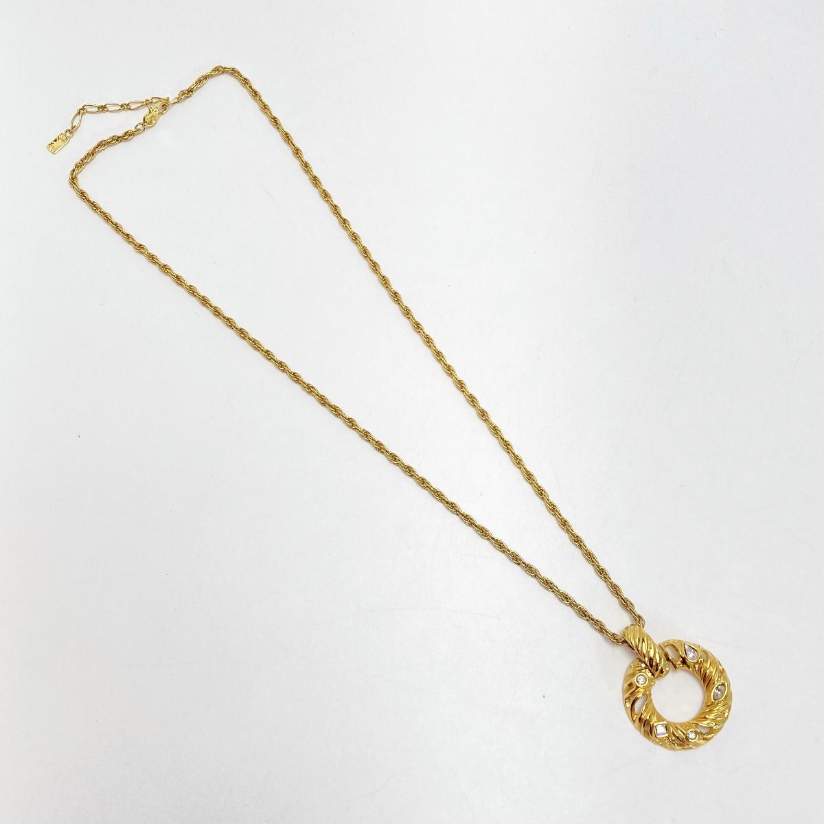 Yves Saint Laurent Twisted Circle Necklace with Stone Gold Plated Vintage