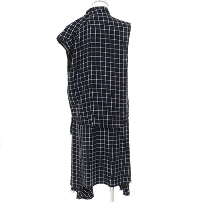 Balenciaga 556247 Checked Asymmetrical Cutoff Oversized Vest Sleeveless Dress