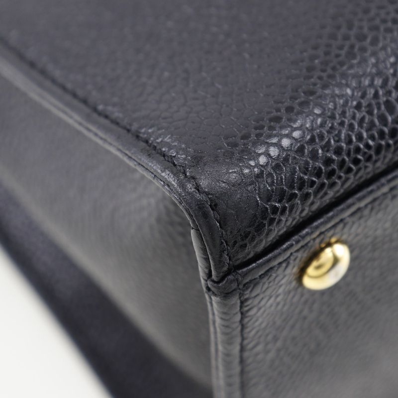 Chanel Logo Caviar Skin Black Ladies Handbag