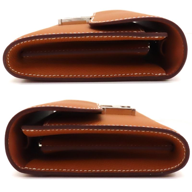 Unused Hermes Constance To-go-w Engraved Long Wallet Pouch Epson Gold