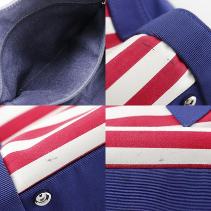 Chanel Chain Tote Cruise Line Striped A47944 Cotton And Nylon Navy Blue Ladies