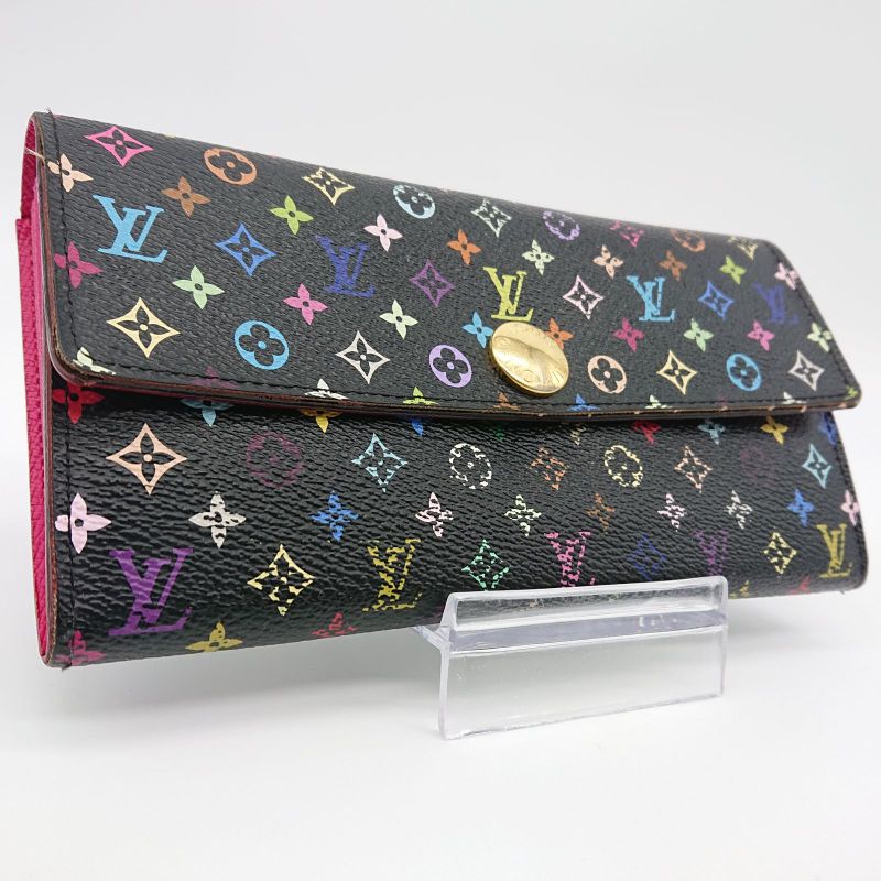 Louis Vuitton Multicolor Sarah Long Wallet Monogram Black